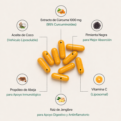 Cápsulas de cúrcuma y curcumina (1000 mg)