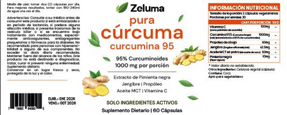 Cápsulas de cúrcuma y curcumina (1000 mg)